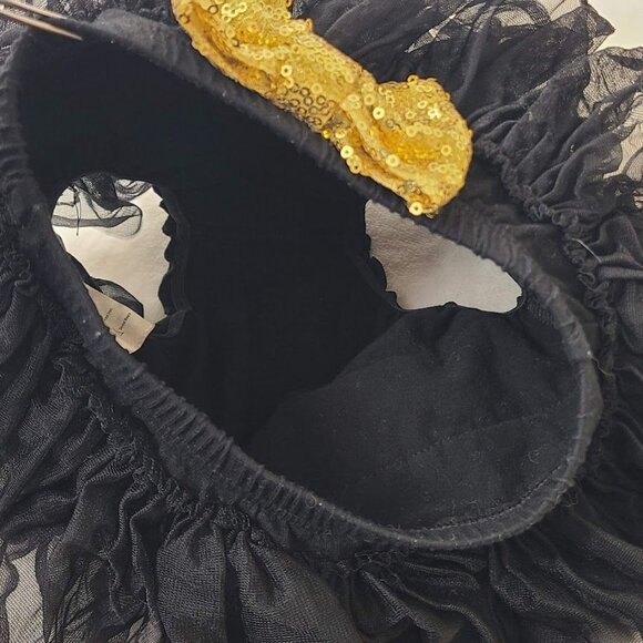 Black Ruffle Tutu Skirt with Gold Sequin Bow Lily & Max Girls Size SM - Picture 6 of 8